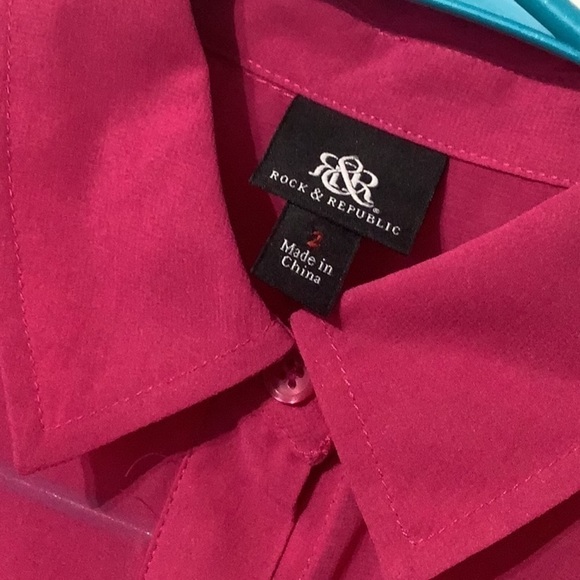Rock & Republic - Sz 2 - chiffon sheer button down - Picture 2 of 3